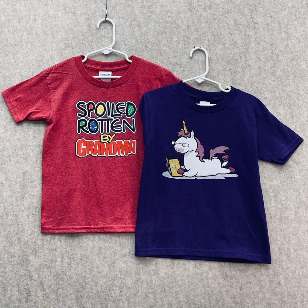 Kids NWOT Spoiled Rotten & Smart Unicorn Graphic Tshirt, 5T (set of two)